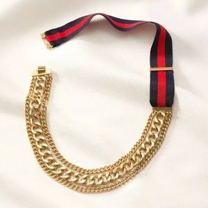 Stella & Dot Tres Bien Necklace Gold Red & Blue